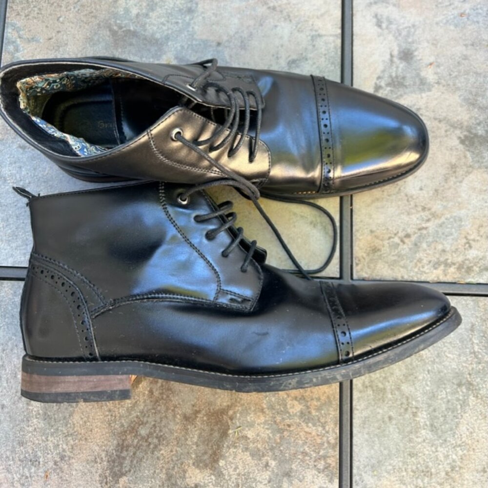 Bruno Marc Black Leather Dress Shoe Size 10.5